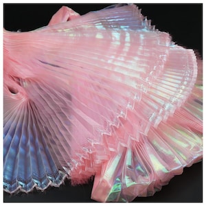 Rosa Organza Plissee Stoff Plissee Stoff Meerjungfrau Prinzessin Plissee Gaze Falten Modellierung Dekorativer Designer Stoff 145 cm Breite M105F12