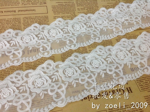 5 Yards/lot Width 8.5cm 3.34 White/beige Vintage Mesh Embroidery Lace Trim  Ribbon Fabric for Dress/skirt Clothes L4K59 DJW20048 