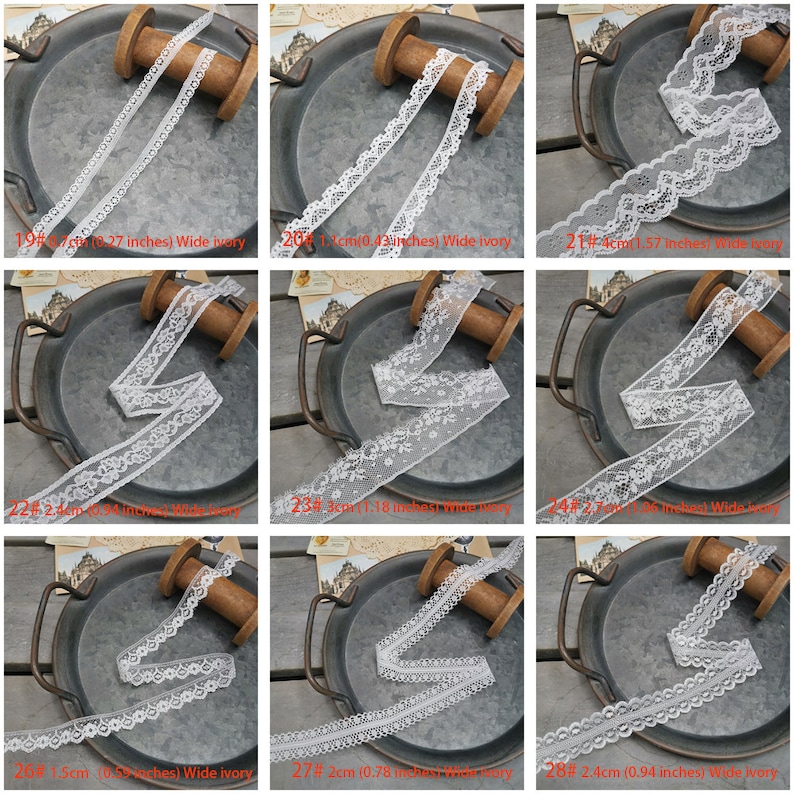 20 Meter weiße Spitze Spitzenband zum Nähen von Blumenspitze Stoff Geschenkverpackung und Brauthochzeitsdekorationen M5F3 Bild 4