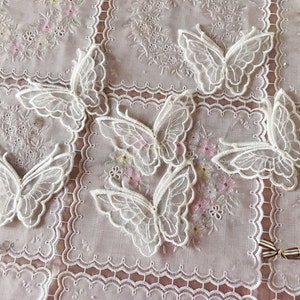 15pcs 4.5*6.8cm wide black ivory 3D butterfly organza embroidery lace appliques patches L14C10