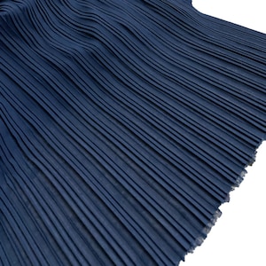 Navy Ruffled Pleated Chiffon Fabric Crumple Tulle Solid Dress Clothes Materials 150CM 59&quot; Width LS11