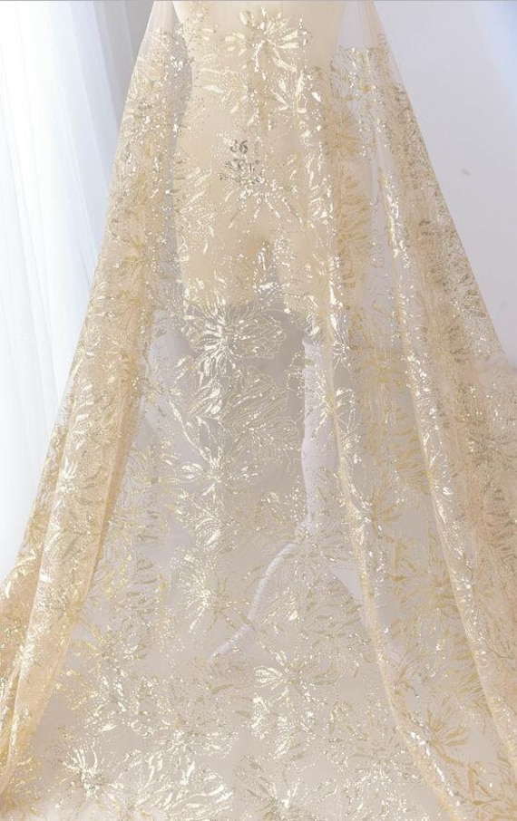 green emerald velvet dress Beaded Lace Fabric Embroidered on 100% Polyester Net Mesh