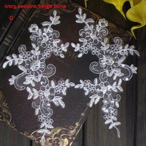 Appliques 20 stuks ivoor pailletten bloem borduurwerk kant patches trouwjurk kleding naaien materialen 25 * 12.5cm L24C33