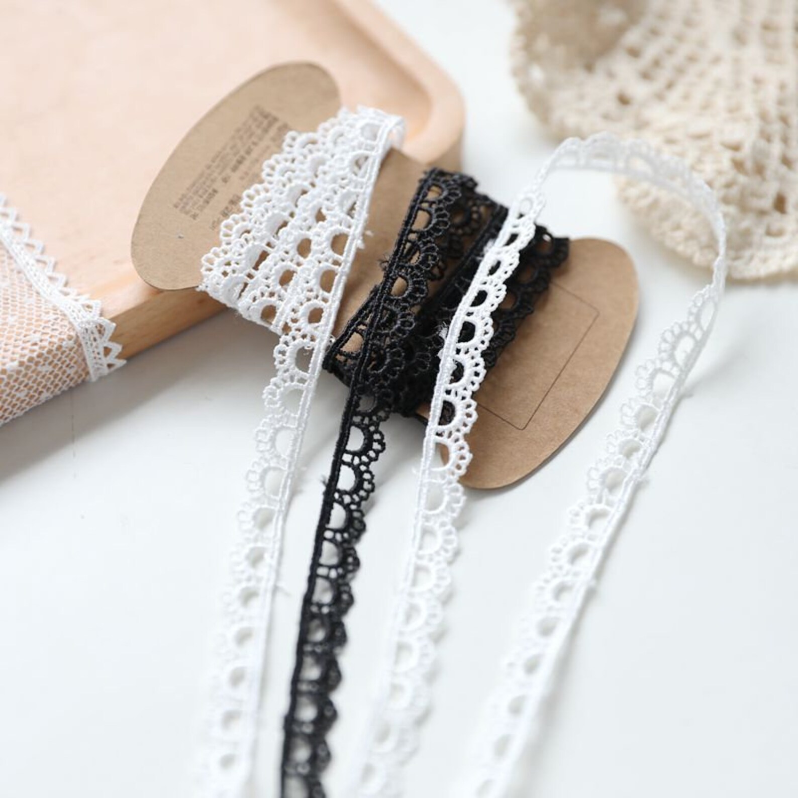 Lace Trim 20 Meters Black Ivory Embroidered Fabric Ribbon Tapes for ...