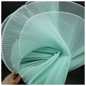 Aqua Organ Pleated Hard Mesh Fabric Plisse Fabric Accordion Crimping Wrinkle Modeling Decorative Designer Fabric 59&quot; Wide M105F8