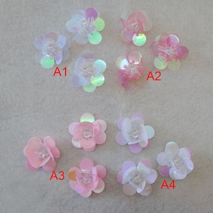 50 st 3 cm 1,18" rosa vita paljetter pärlor strass blommor blommiga applikationer lapp brosch skor hattar väskor kläder dekorativa M48Z46