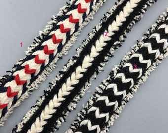 5 yard red beige black braided cotton lace trim ribbon for dress clothes 2cm 0.78" wide ML230P807