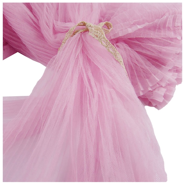 Tissu en maille plissée à volants rose, Tulle plissé en accordéon froissé pour robe, jupe, robes de soirée, 61 pouces de largeur, LX179