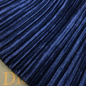 2 meters 150cm 59.05&quot; width navy pleated accordion pleuche  fabric for Autumn Winter skirt dress MM409