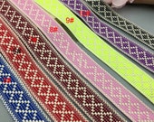 10 yard 3cm 1.18 quot wide blue red pink yellow green orange square jacquard cotton lace trim ribbon for denim clothes ML192