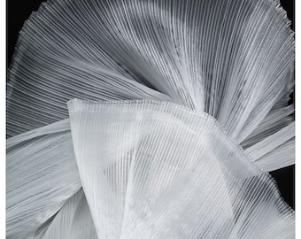 Ivory Pleated Organza Fabric Plisse Fabric Accordion Crimping Wrinkle Stiff Wedding Dress Modeling Decorative Designer Fabric M105F6