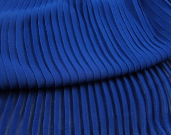 Royal Blue Ruffled Pleated Chiffon Fabric Solid Dress Clothes Materials 150CM 59" Wide LX84 1/0.5
