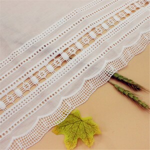 Lace Trim 3 yard Ivory Cotton Embroidered Hollow Lace Fabric Ribbon Tapes Sewing Accessories  28cm 11in wide QL4K157