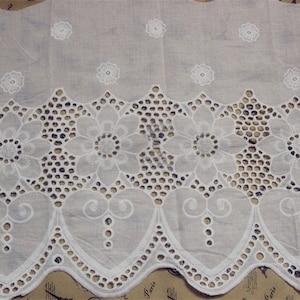 5 yard 33cm 12.99&quot; wide ivory fabric cotton embroidery lace trim ribbon 1142127L4K854