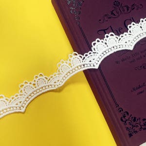 3cm 1.18&quot; wide 14 yard ivory scalloped cotton embroidered tapes lace trim ribbon clothing dress skirt fabric 1024692QL4K181