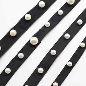 5 Meters Black Pearl Elastic Bands Springy Stretch Trousers Pants Skirt Waistband Rubber Belt Strap 1-2cm width H60I3