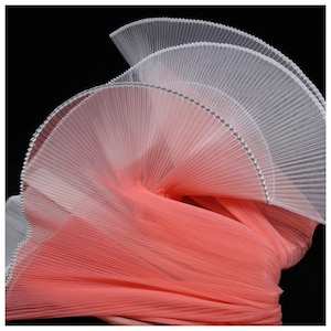 Rosa Farbverlauf Organ Plissee Hart Mesh Plissee Stoff Akkordeon Crimpen Falten Modellierung Dekorativ Designer Stoff M105F8