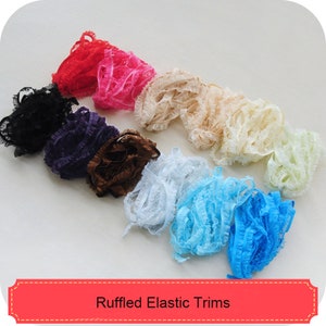 Ruffled Elastic Trims 40 Meters Stretchy Lace Trim Ribbon Tapes Bra Underwear Dress Clothing Sewing 1.1cm 0.4" Wide M37C1