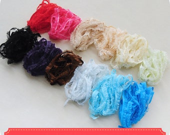 Ruffled Elastic Trims 40 Meters Stretchy Lace Trim Ribbon Tapes Bra Underwear Dress Clothing Sewing 1.1cm 0.4&quot; Wide M37C1
