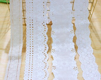 Lace Trims 10 Yard Ivory Beige Cotton Cloth Embroidery Fabric Ribbon Tapes Sewing Material M4F399