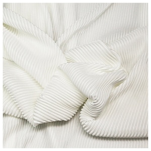 Creamy White Pleated Fabric Stretch Fabric Line Texture Elastic Fine Stripe Designer Fabric for Dress Pants Suits Sewing 59" Width M105F2