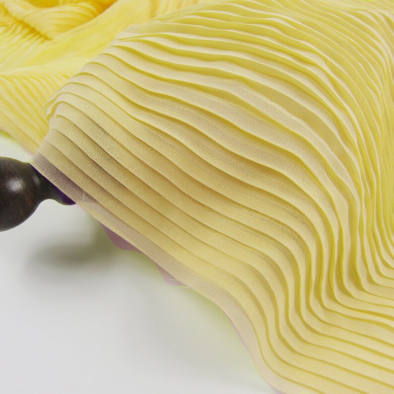 2 Meters 150CM 59 Wide yellow Ruffled Pleated Chiffon Fabric Solid Dress Clothes Materials LX117 10.5