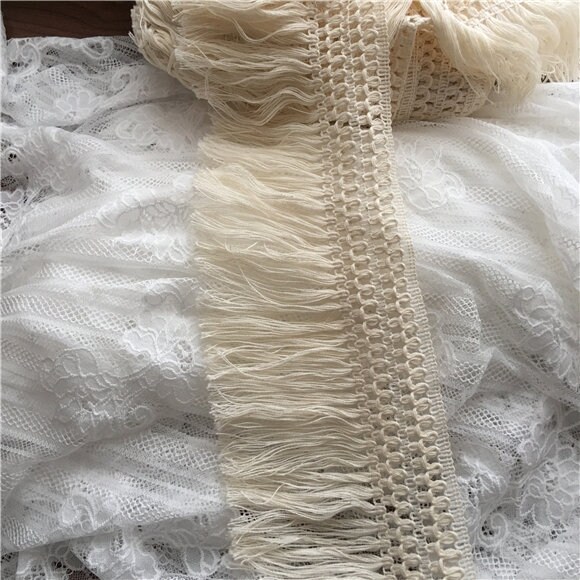 10 Yards Beige Cotton Tassels Fringe Lace Trim Ribbon 12cm | Etsy