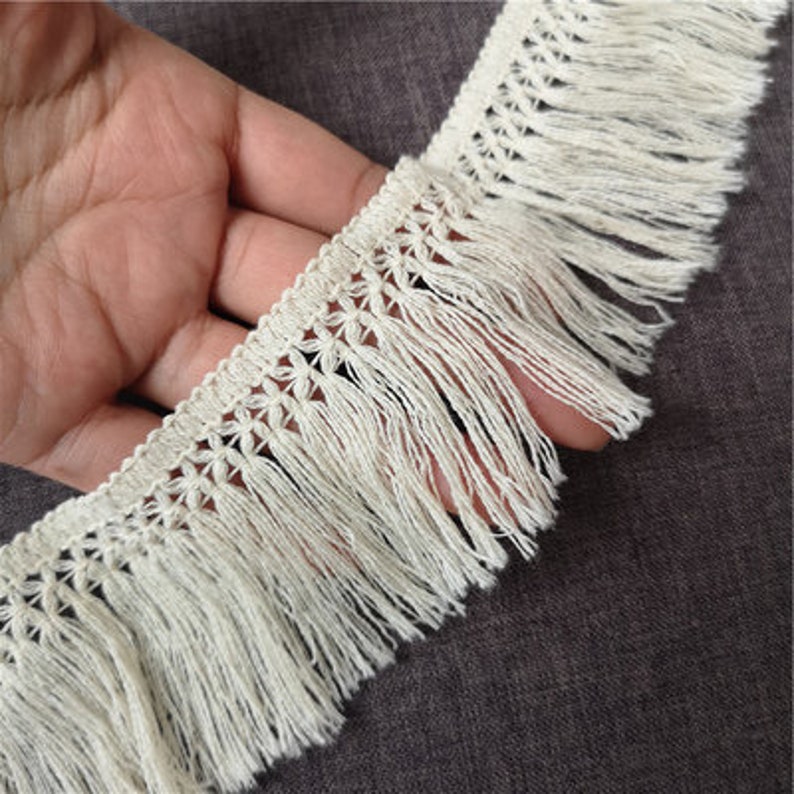 Beige Ivory 15 Yard Cotton Tassels Fringe Tapes Lace Trim Etsy