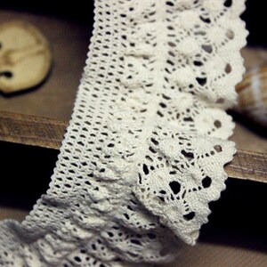 10 yards 4.5cm 1.77" wide Beige elastic strech cotton lace trim ribbon fabric for clothes dress skirt QL4K55