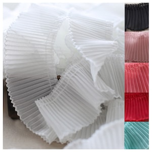 Pleat Lace Trim 5 meters Ruffled Crumple Chiffon Pleated Fabric Ribbon Cuff Collar Dress Skirt Clothing Sewing Materials 6cm 2.36&quot;Wide M37F9