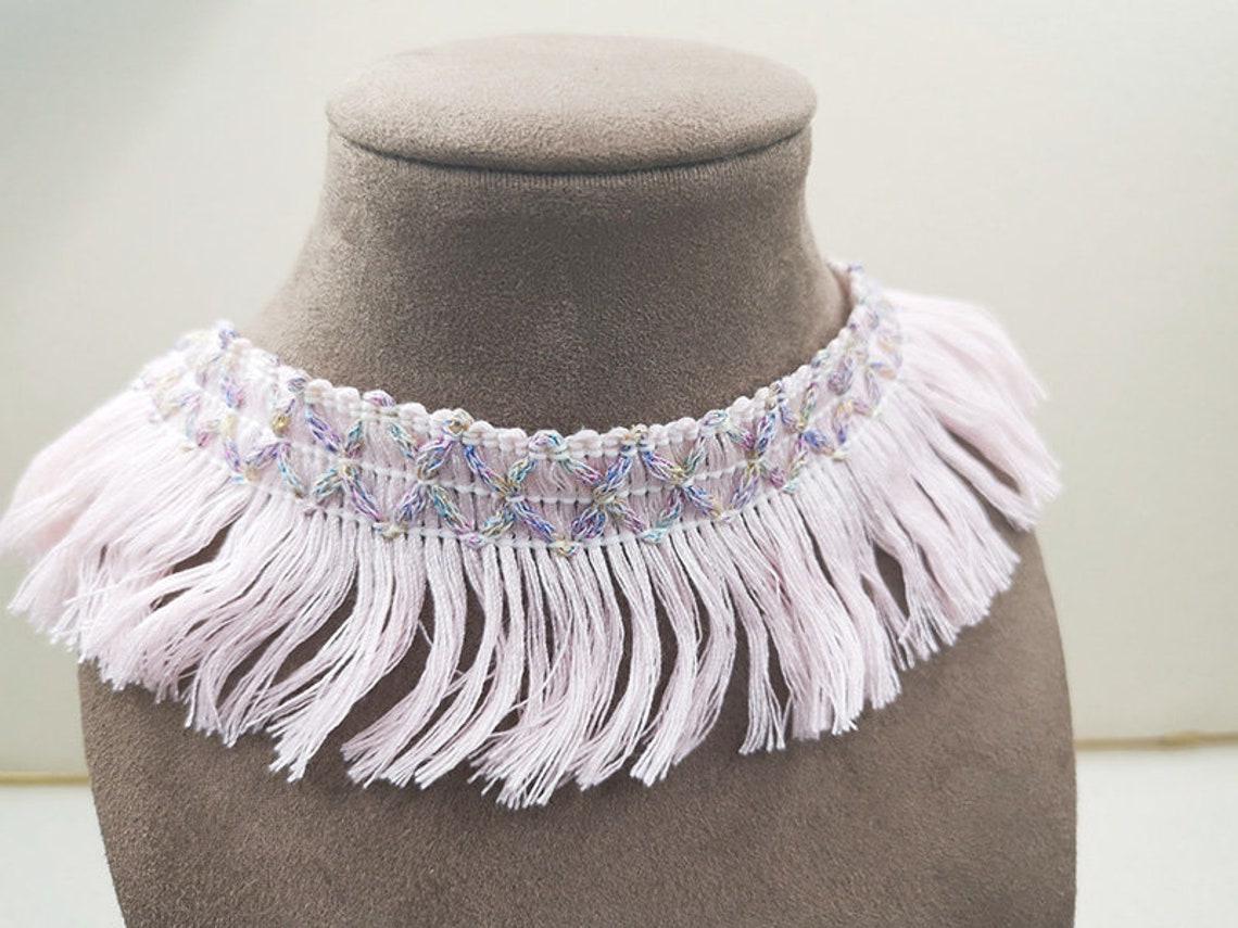 Tassel Lace Trim 20 Yard Navy Pink Cotton Fringe Ribbon Etsy UK