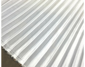 Ivory crumple accordion pleated faux silk satin fabric for dress skirt 150cm 59.05" width MM306