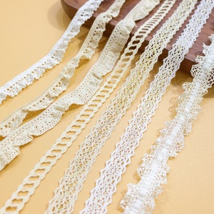 Coton Dentelle ébouriffée Garniture 20 Yard Ivoire Beige Or Elasitc Ruban Extensible Rubans Robe Top Vêtement Tissu à coudre 1-2cm De Large M4F136