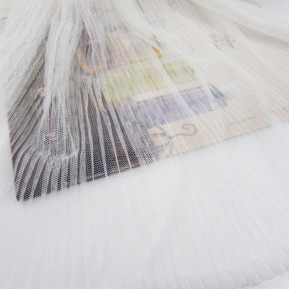Wedding Pleated Tulle Fabric by the Yard, Pleated Tulle Mesh