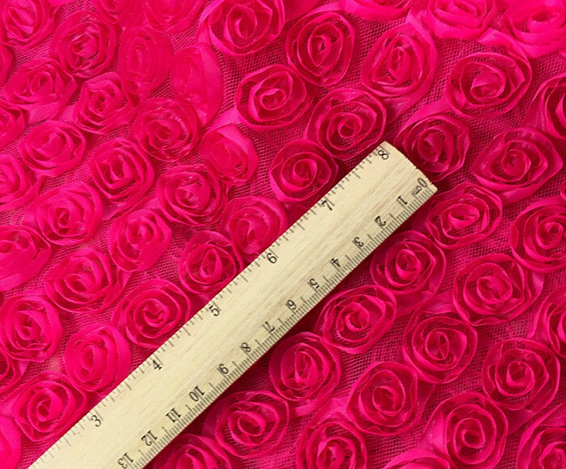 1 meter 128cm 50.39 width rose red 3D rose mesh embroidered fabric for dance wedding dress childrenwear MM216 free ship