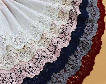 Cotton Lace Trim 3 yard Ivory Pink Blue Gray Beige Embroidered Hollow Cloth Fabric Ribbon Tapes Dress Sewing 19-36cm Wide M4F285