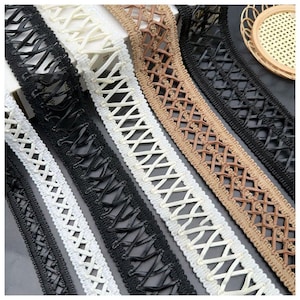 Sewing Trims 5 Yard Black Ivory Silver Gold Brown Khaki PU Leather Cross Square Braided Tapes Lace Trim Ribbon ML490P866