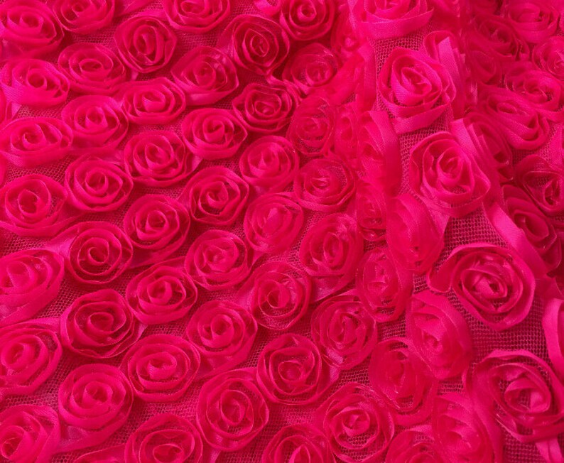 1 meter 128cm 50.39 width rose red 3D rose mesh embroidered fabric for dance wedding dress childrenwear MM216 free ship