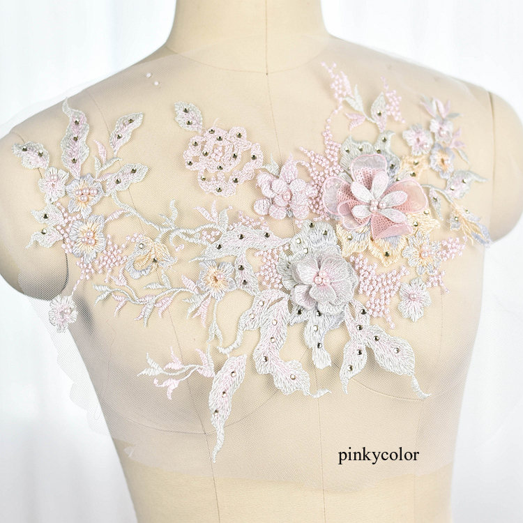 4 Patch Ricamo Fiori In Pizzo Dorato - Per Abiti Da Sposa, Costumi, Riparazioni Cucito Fai Da Te - Foto 11