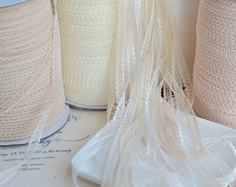 30 meter white apricot pink  light beige polyester mesh lace trim ribbon 0.7-0.9cm wide M9K961E950 ping