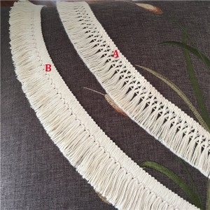 beige 15 yard 4cm 1.57" larghe nappe in cotone bianco avorio nastri con frange nastro in pizzo M53S16