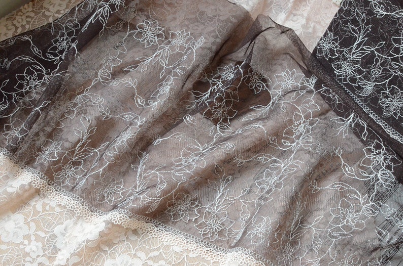 5 meter 25cm 9.84 wide pink blackfleshcolor coffee mesh embroidery lace trim ribbon DL16K1149 free ship