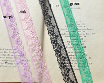 40 meter 1.8cm 0.7&quot; wide  white/black/green/beige/purple/pink mesh lace trim ribbon L9K957F294