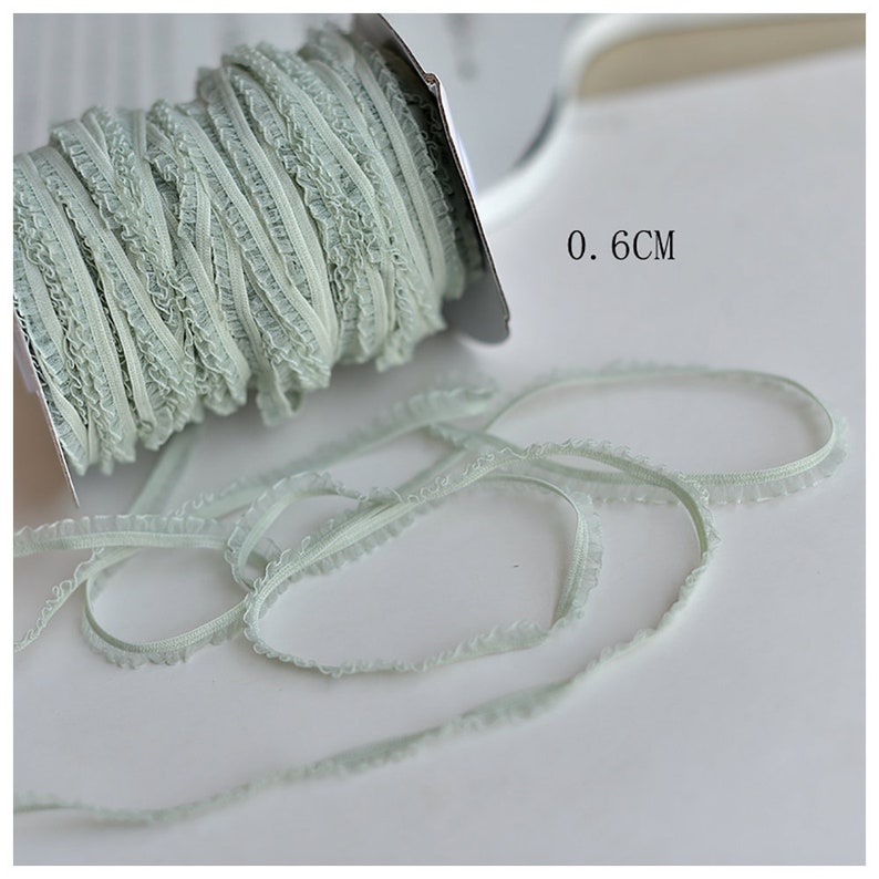 Ruffle Elastic Lace Trims 20 Meters Pleat Stretch Lace Trim Sewing Ribbon Bra Underwear Doll Clothes Decorative 0.6cm 0.23Wide M9F3 image 4