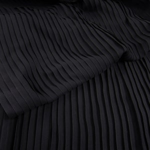 Black Ruffled Pleated Chiffon Fabric Solid Dress Clothes Materials 150CM 59&quot; Wide LX79 1/0.5
