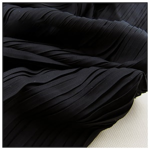 2 Meters Black Ruffled Pleated Chiffon Lace Fabric Solid Dress Clothes Materials 150CM 59&quot; Width Crumple Tulle LS12