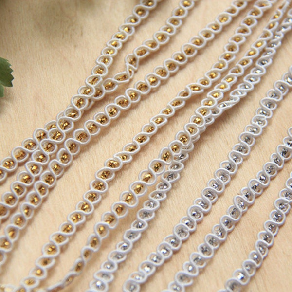 Spitzenborte 15 Meter Elfenbein Schwarz Gold Silber Tapes geflochten Band Gürtel Kleidung Kleid Nähen Stoff 0,8cm 0,3"Wide M25C7
