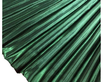 2 meters 150cm 59.05" width green crumple accordion pleated faux silk satin fabric for dress skirt MM328