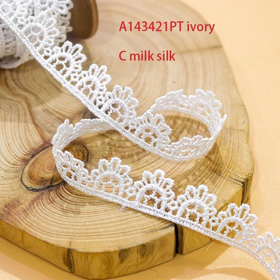 Lace Trim 20 Yards Ivory Black Milk Silk Polyester Lace Fabric