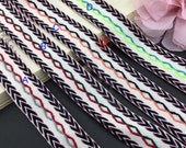 10 yard 2.5cm 0.98 quot wide ivory green orange gray square jacquard lace trim ribbon for denim clothes ML193P785